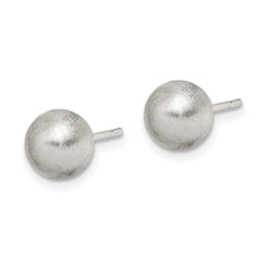 Sterling Silver 925 Ball Earrings with Polished Laser-Cut Brushed Finish