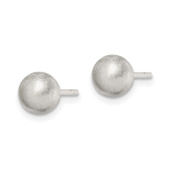 Sterling Silver 925 Brushed Laser-Cut Ball Earrings with Anti-Tarnish Finish