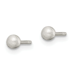 Sterling Silver 3mm Laser-Cut Ball Earrings with Anti-Tarnish Finish
