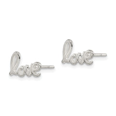 Sterling Silver 925 Love Post Earrings with Polished Finish and Anti-Tarnish Coating