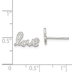 Sterling Silver 925 Love Post Earrings with Polished Finish and Anti-Tarnish Coating