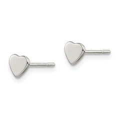 Sterling Silver 925 Heart Post Earrings with Polished Finish and Anti-Tarnish Coating