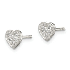 Sterling Silver CZ Heart Earrings with Polished Anti-Tarnish Finish