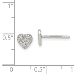 Sterling Silver CZ Heart Earrings with Polished Anti-Tarnish Finish