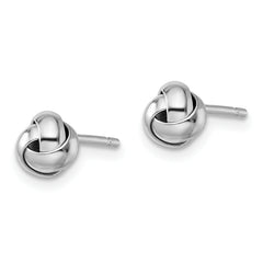 Sterling Silver Love Knot Earrings with Rhodium-Plated Polished Finish