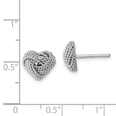 Sterling Silver 925 Love Knot Heart Earrings Polished Rhodium-Plated