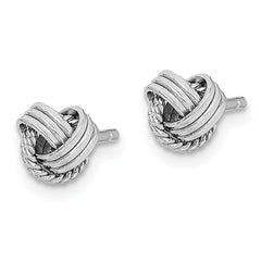 925 Sterling Silver Triple Knot Rope Earrings, Rhodium-Plated Polished Finish