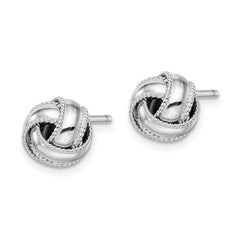 Sterling Silver 925 Love Knot Earrings with Rhodium-Plated Polished Finish