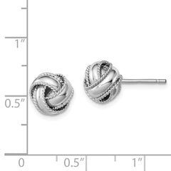 Sterling Silver 925 Love Knot Earrings with Rhodium-Plated Polished Finish