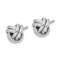 Sterling Silver Rhodium-Plated Love Knot Earrings, Handcrafted Polished Finish