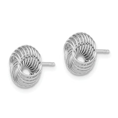 Sterling Silver Rhodium-Plated Love Knot Earrings with Polished Finish