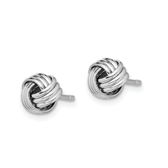 925 Sterling Silver Triple Knot Earrings with Rhodium-Plated Polished Finish