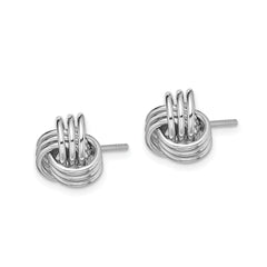 Sterling Silver 925 Love Knot Earrings with Rhodium-Plated Polished Finish
