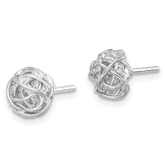 Sophia Jewelers 925 Sterling Silver Rhodium-Plated Knot Button Earrings Elegant Polished Design