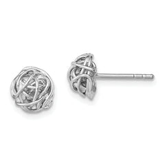 Sterling Silver Rhodium-plated Polished Knot 7.5mm Post Earrings