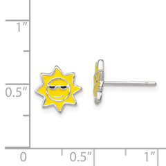 Sterling Silver Sunshine Enamel Post Earrings with Polished Finish and Anti-Tarnish Coating
