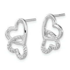 Sterling Silver 925 Twisted Heart Drop Earrings Polished Elegant Design for Women