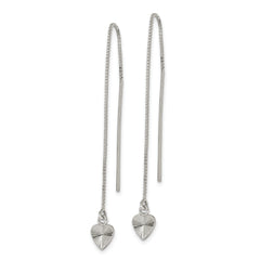 Sophia Jewelers Sterling Silver Diamond-Cut Dangle Heart Earrings with Polished Finish