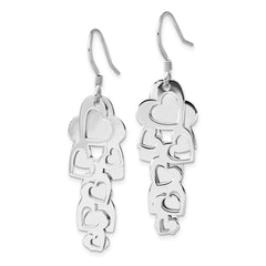 Sterling Silver 925 Polished Heart Dangle Earrings Elegant Shepherd Hook Design