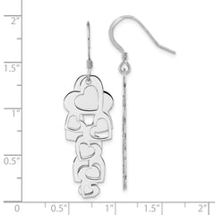 Sterling Silver 925 Polished Heart Dangle Earrings Elegant Shepherd Hook Design