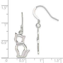 Sterling Silver 925 Cat Drop Earrings with Polished Anti-Tarnish Finish Whimsical and Elegant