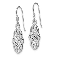 Sterling Silver Rhodium-Plated Infinity Celtic Dangle Earrings Elegant Polished Finish