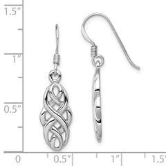 Sterling Silver Rhodium-Plated Infinity Celtic Dangle Earrings Elegant Polished Finish