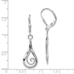 Sterling Silver Rhodium-Plated Polished Teardrop Dangle Earrings 39mm Leverback