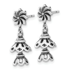 Sterling Silver 925 Antiqued Dangle Earrings with Polished Finish