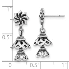Sterling Silver 925 Antiqued Dangle Earrings with Polished Finish