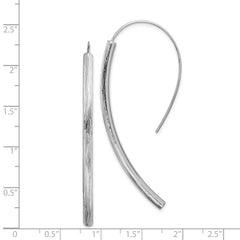 Sterling Silver RH-plated Polished Textured Bar Dangle Earrings