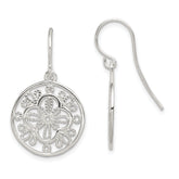 Sterling Silver Polished & Textured Filigree Circle Dangle Earrings