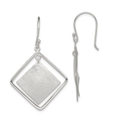Sterling Silver Polished & Textured Double Square Dangle Earrings