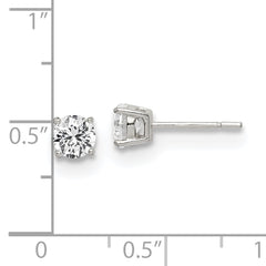 Sterling Silver Polished 5mm Round CZ Stud Earrings