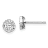 Sterling Silver Rhodium-plated Polished CZ 7mm Circle Post Earrings
