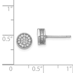 Sterling Silver Rhodium-plated Polished Pav̢̢̮ââ¬Å¡Ã¬Ãâ¦Ã¡ CZ 8mm Circle Post Earrings