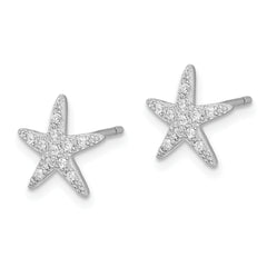 Sterling Silver Rhodium-plated CZ Micro pav̢̢̮ââ¬Å¡Ã¬Ãâ¦Ã¡ Starfish Post Earrings
