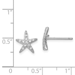Sterling Silver Rhodium-plated CZ Micro pav̢̢̮ââ¬Å¡Ã¬Ãâ¦Ã¡ Starfish Post Earrings