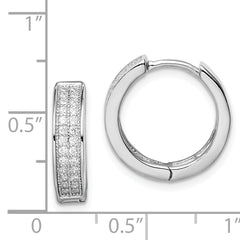 Sterling Silver Rhodium-plated 2-row Pav̢̢̮ââ¬Å¡Ã¬Ãâ¦Ã¡ Hinged Hoop Earrings