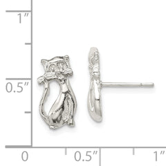 Sterling Silver Cat Mini Post Earrings