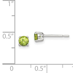 Sterling Silver Polished 4mm Round Light Green CZ Stud Earrings