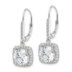 Sterling Silver Rhodium-plated Polished CZ Dangle Earrings