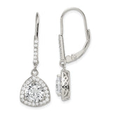 Sterling Silver Rhodium-plated Polished CZ Leverback Earrings