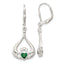 Grn Cubic Zirconia Heart Claddagh Dangle Leverback Earrings in Sterling Silver - Sophia Jewelers