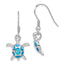 Created Blue Opal Hook Dangle Earrings in Sterling Silver - Sophia Jewelers