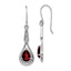 Cubic Zirconia & Garnet Shepherd Hook Dangle Earrings in Sterling Silver, 8x6mm - Sophia Jewelers