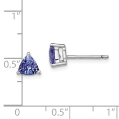 Sterling Silver Rhodium-plated Trillion Tanzanite Post Earrings