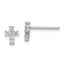 Sterling Silver Rhodium-plated Polished CZ Cross Post Earrings