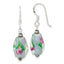 Sterling Silver Polished Hematite & Abstract Glass Dangle Earrings