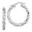 Sterling Silver Rhodium-plated 4x25mmTwisted Hoop Earrings